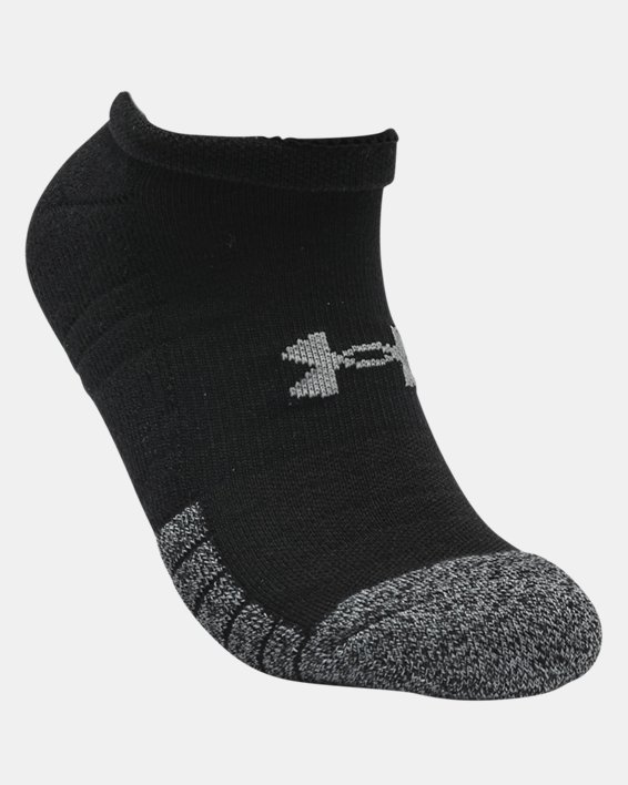 Adult HeatGear® No Show Socks 3-Pack in Black image number 7